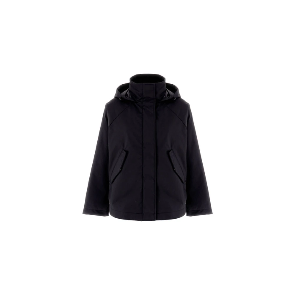 Herno Asymmetrische Gelamineerde Parka Black Dames