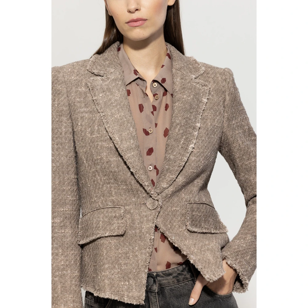 LUISA CERANO Tweed Blazer met Mal-Tinto Finish Brown Dames