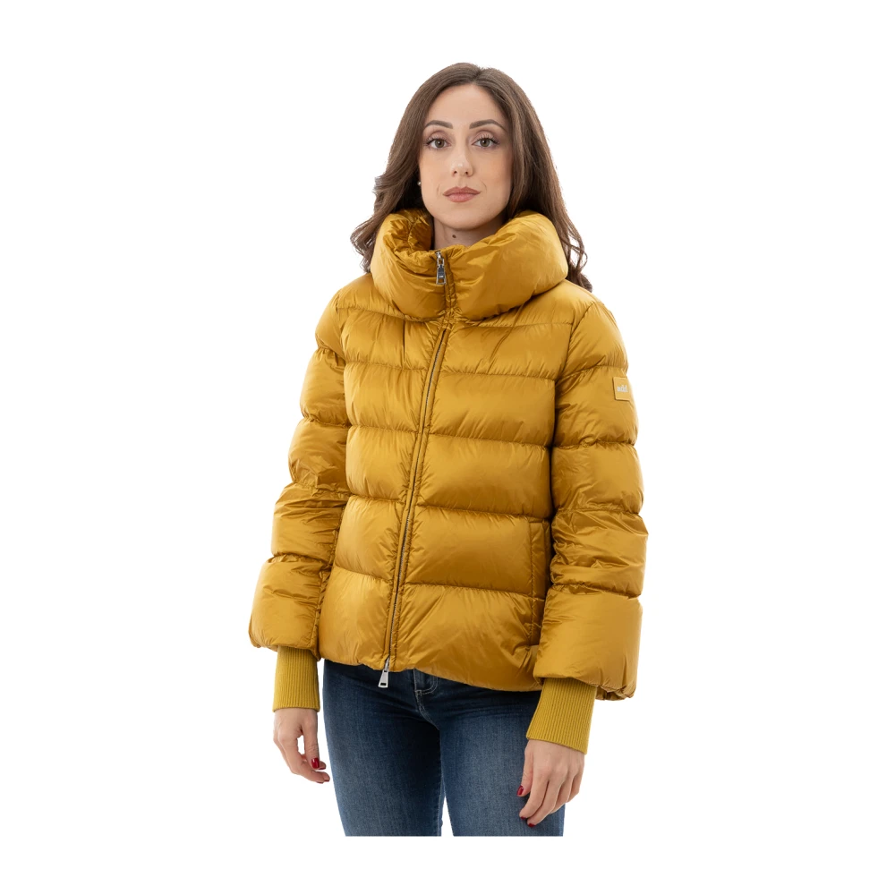 add Afneembare gebreide manchetten donsjack Yellow Dames