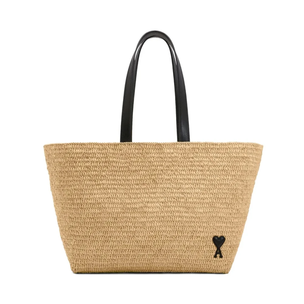 Ami Paris Women's Beige Raffia Large Tote Bag