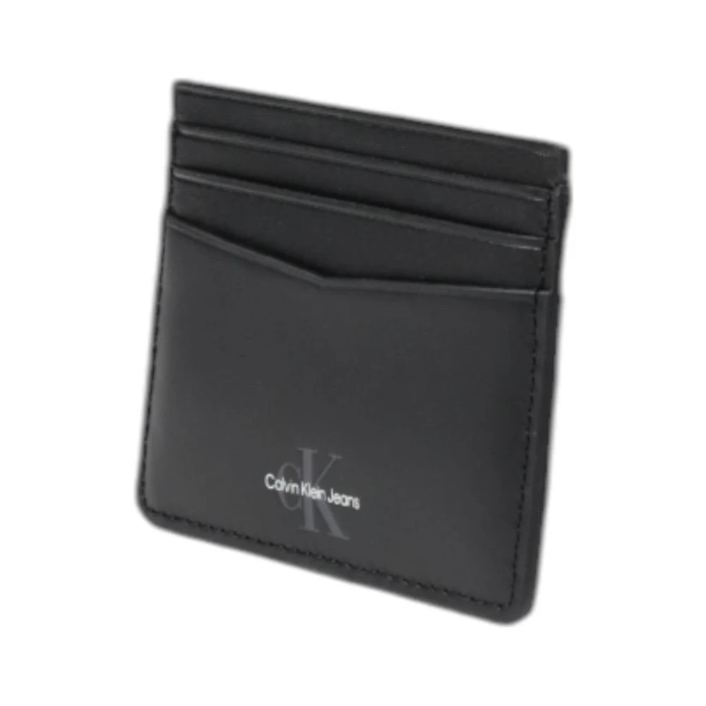Calvin Klein Jeans Zwarte Leren Kaarthouder Portemonnee Black Heren