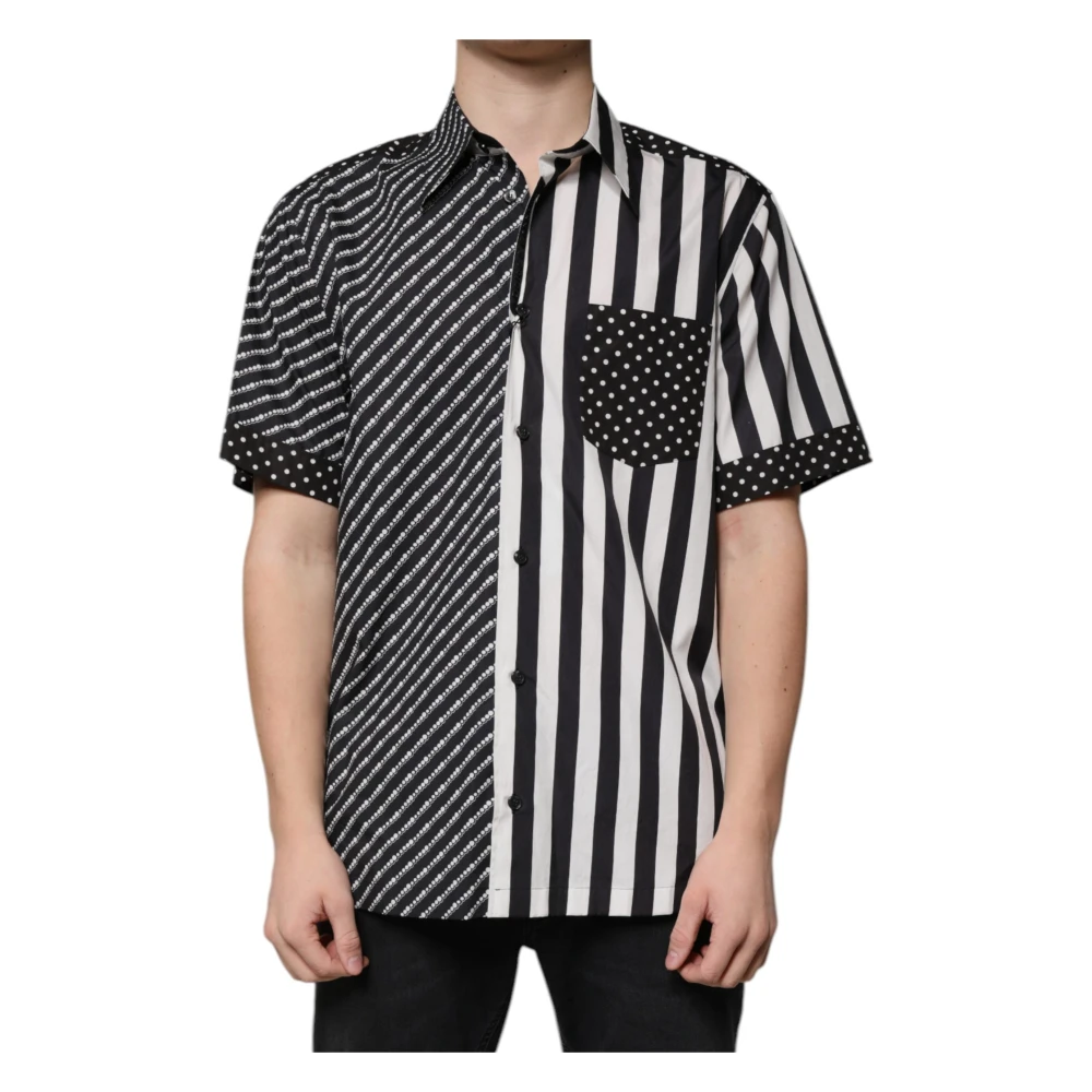 Dolce & Gabbana Men's Black Striped Button Down Casual Shirt