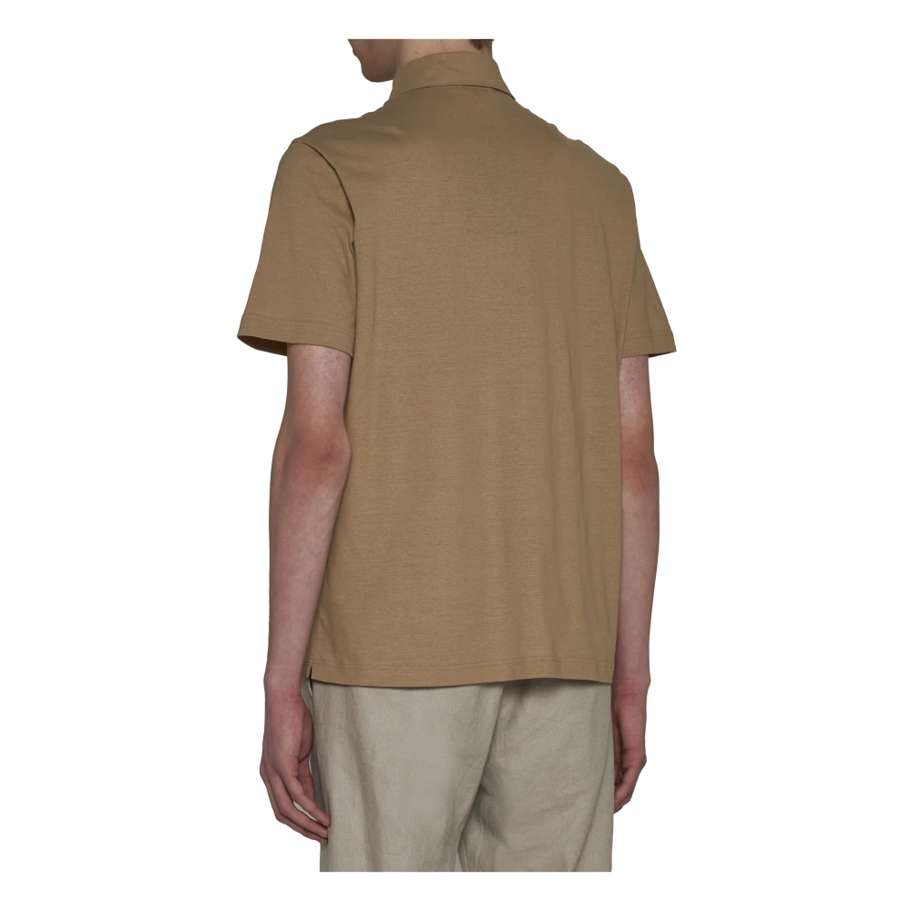 Herno Beige Katoenen Polokraag Shirt Brown Heren