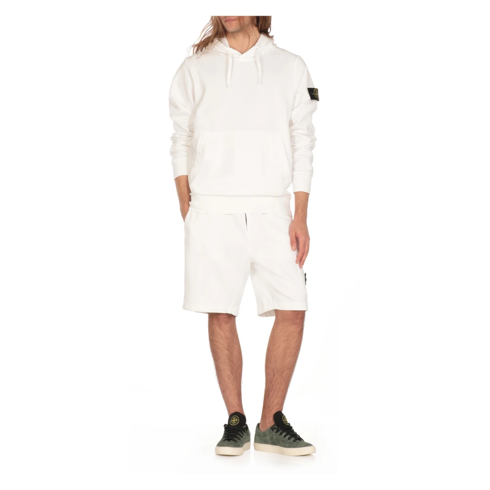 Stone Island Witte Katoenen Hoodie met Logopatch White Heren