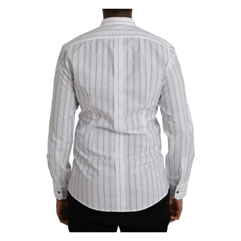 Dolce & Gabbana Gestreepte formele jurk gouden overhemd White Heren