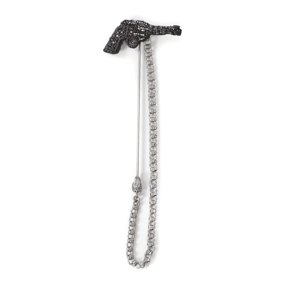 Dolce & Gabbana Men's Gray Sophisticated Jewel Gun Brooch - Brooches - One Size - Accessories