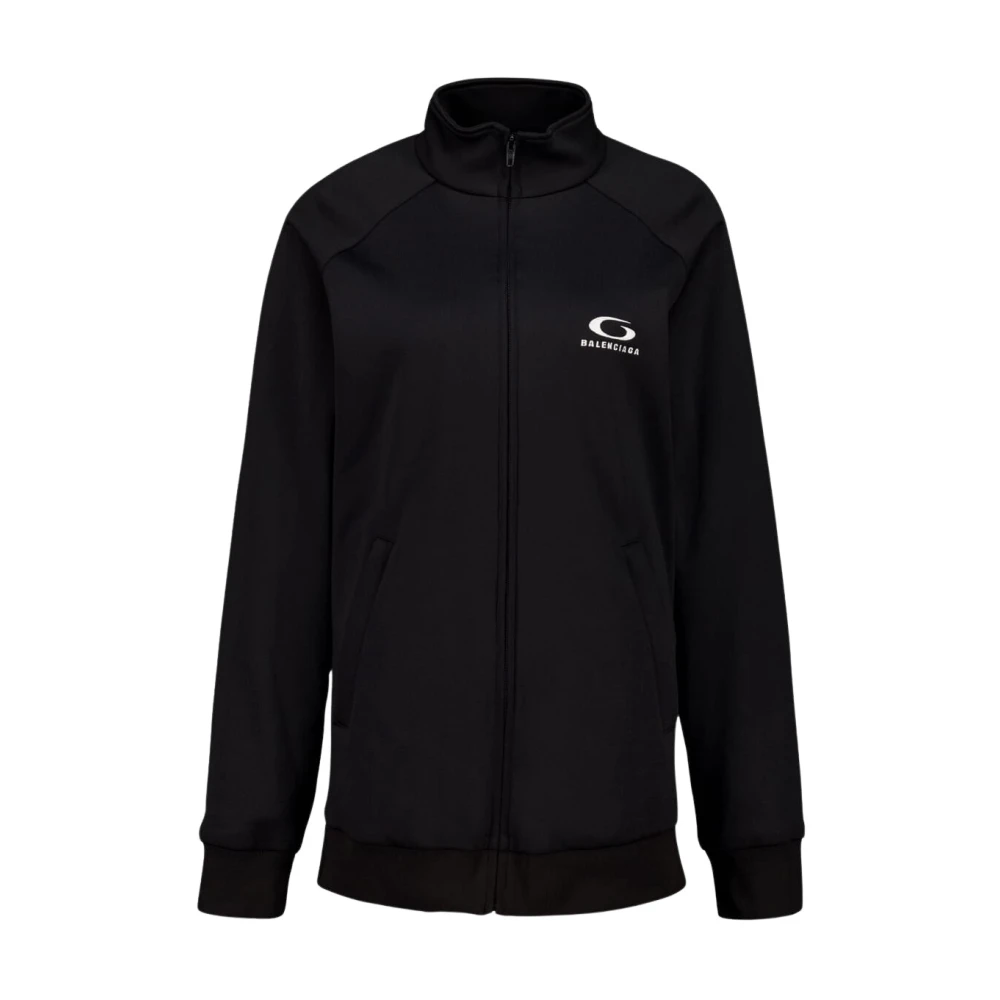 Balenciaga Women's Black Cotton Zip-Up Tracksuit Jacket - Zip-Throughs - Xs - Sweatshirts & Hoodies