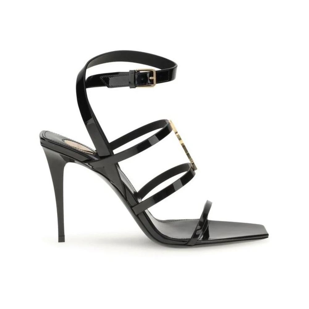 Saint Laurent Women's Black High Heel Sandals, 5 Uk, Cassandra Multi-Strap Sandals