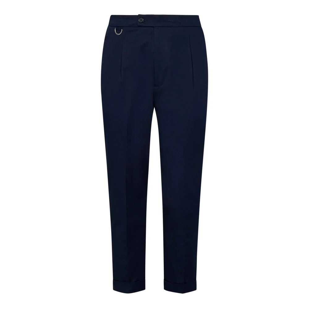 Low Brand Blauwe Stretch Katoenen Broek Blue Heren