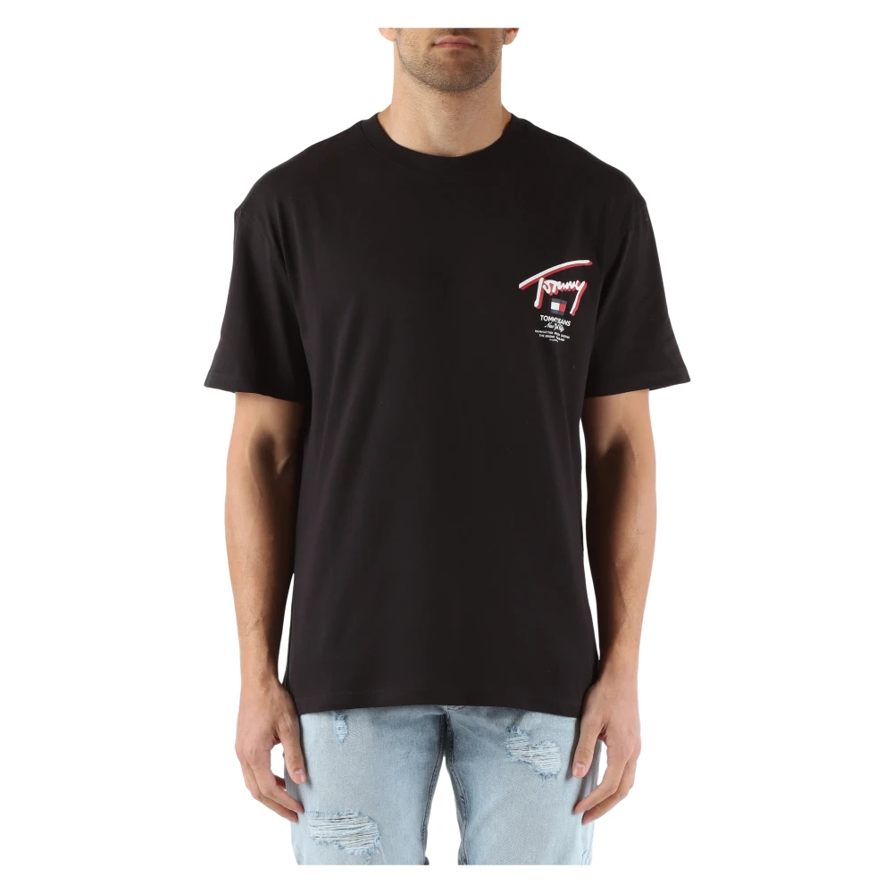 Tommy Jeans Katoenen Logo Print T-shirt Black Heren