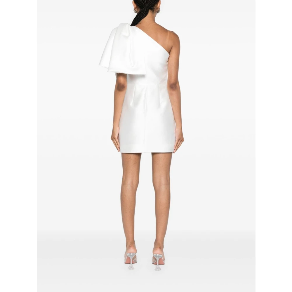 Solace London Witte One-Shoulder Jurk met Oversize Strik White Dames