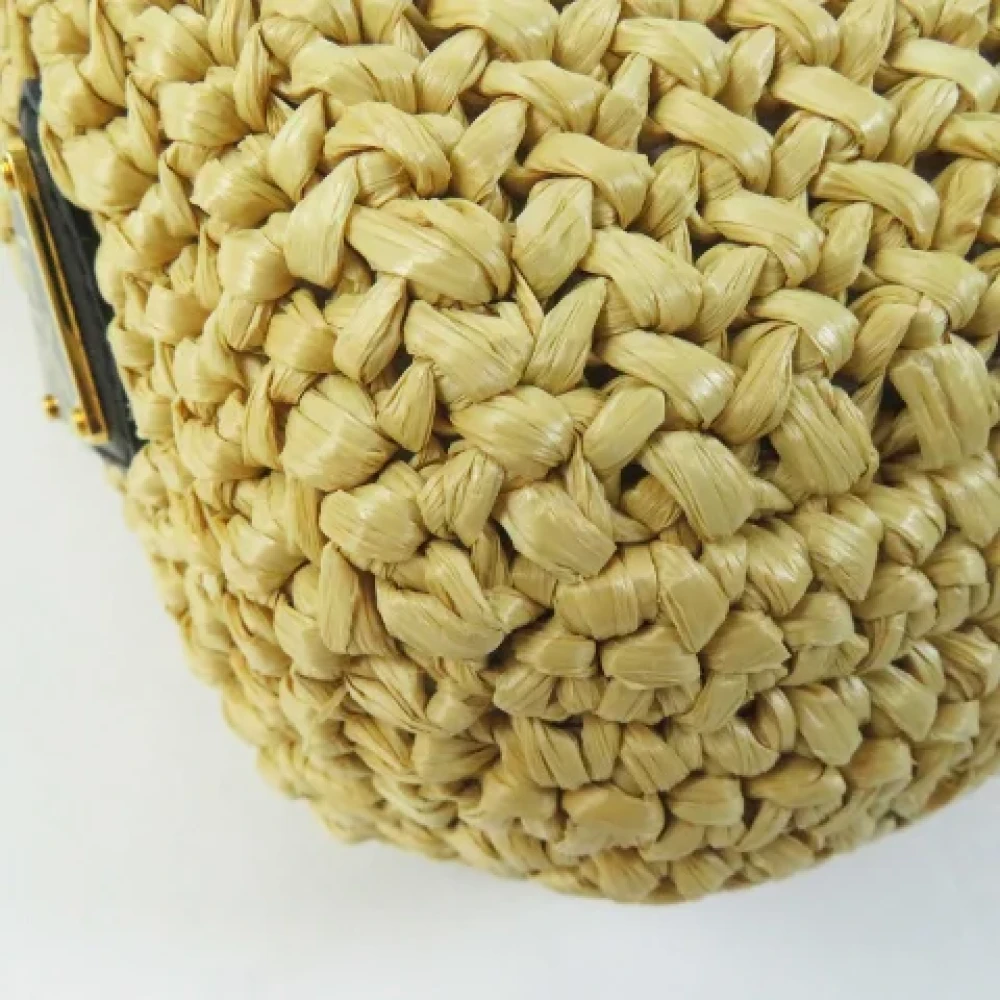 Prada Vintage Pre-owned Raffia prada-bags Beige Dames