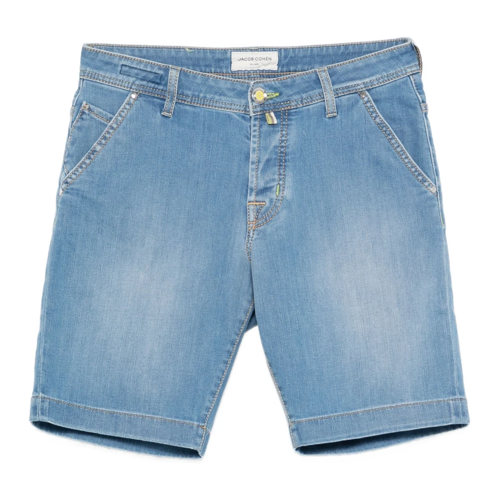 Jacob Cohën Blue Polyester Cotton Bermuda Shorts - Male - Denim Shorts - W36 - Shorts