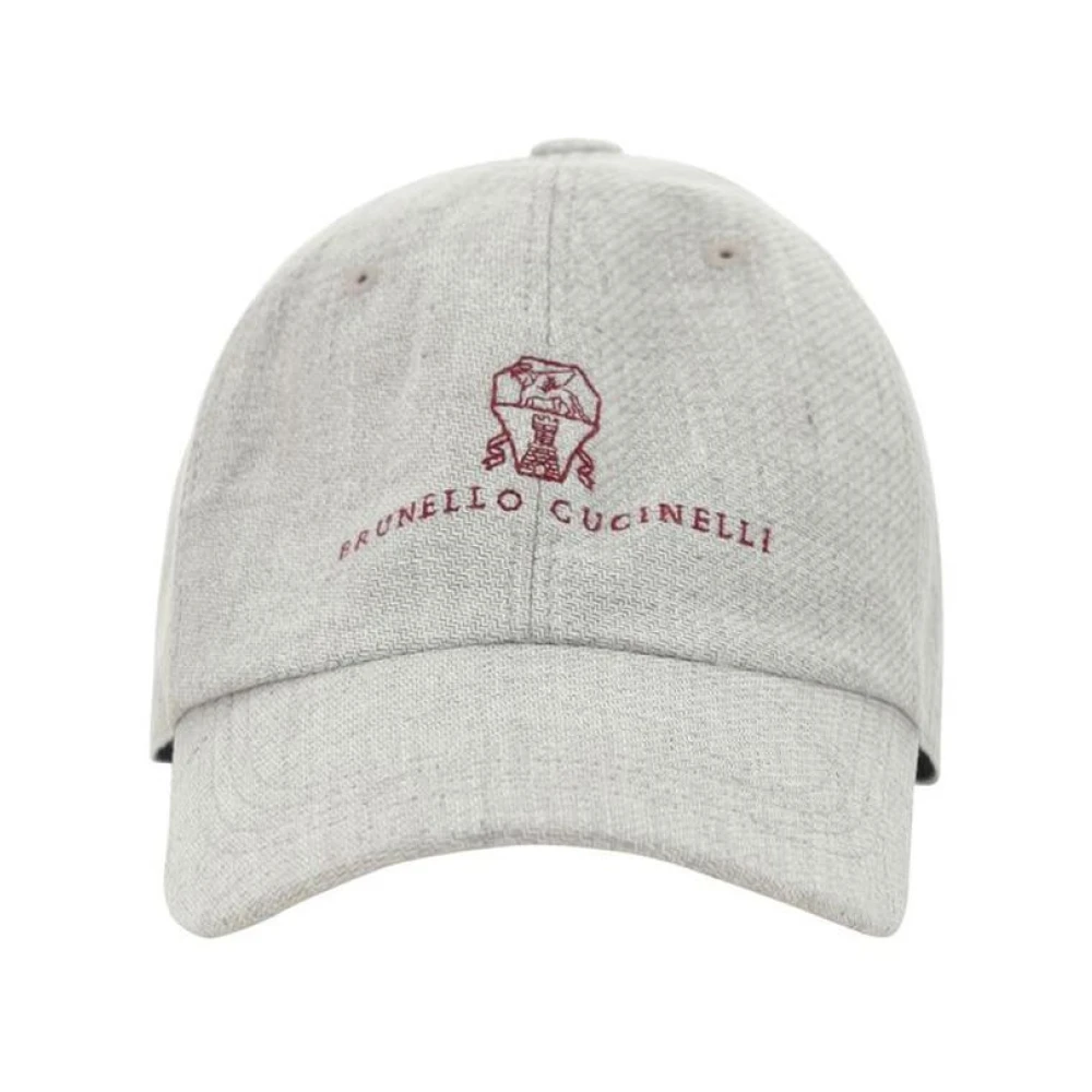 BRUNELLO CUCINELLI Grijze Logo Baseballpet Stijlvol Gray Heren