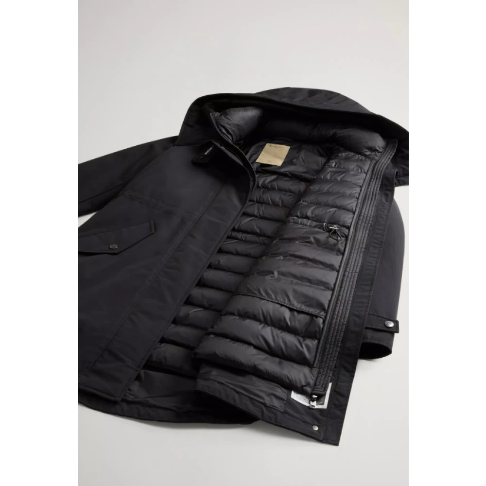 Woolrich Zwarte 3-in-1 gewatteerde jas met capuchon Black Dames