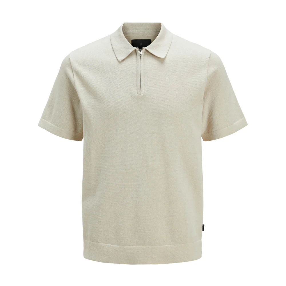 jack & jones Lente Gebreide Polo in Zilveren Voering Beige Heren