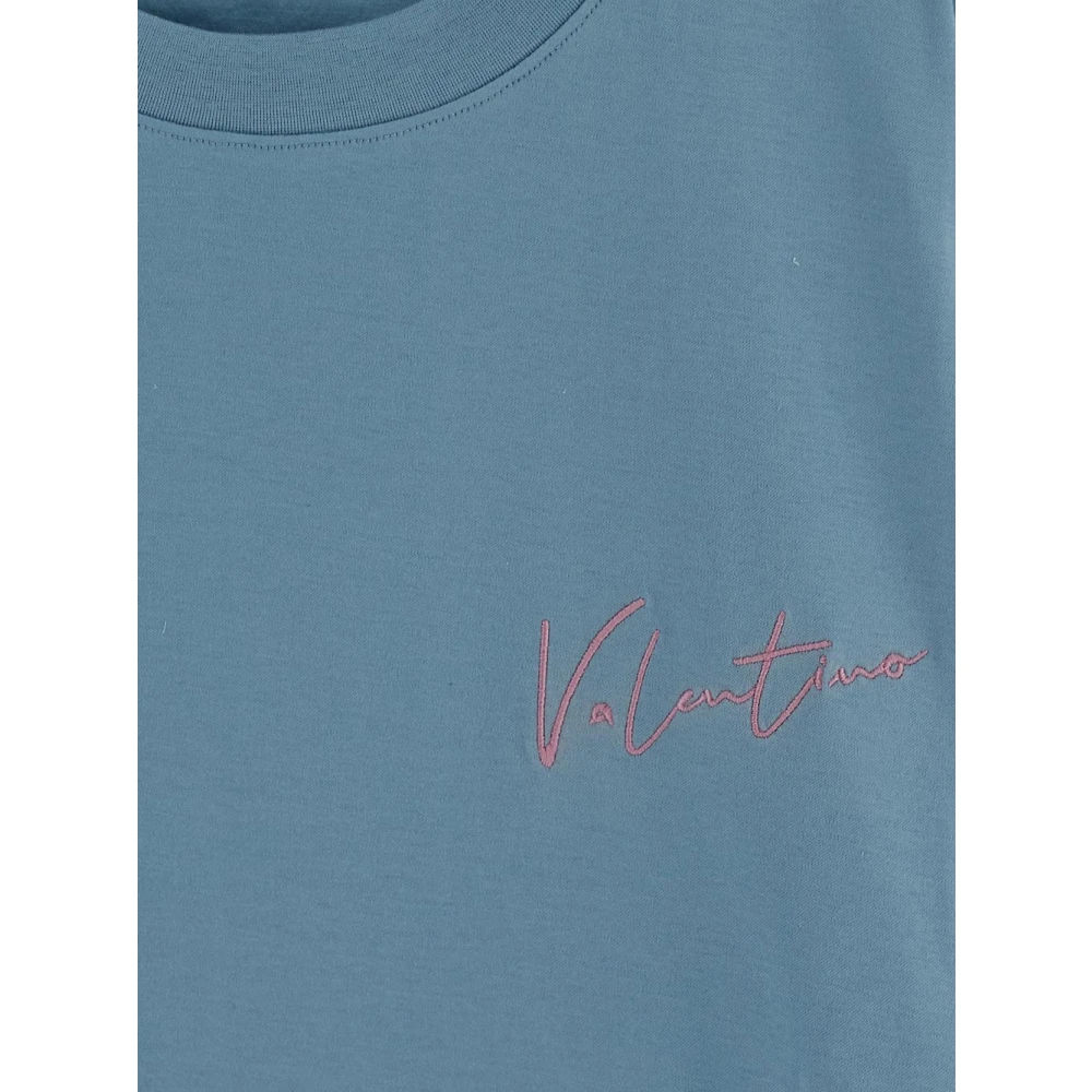 Valentino Katoenen Logo T-shirt Blue Heren