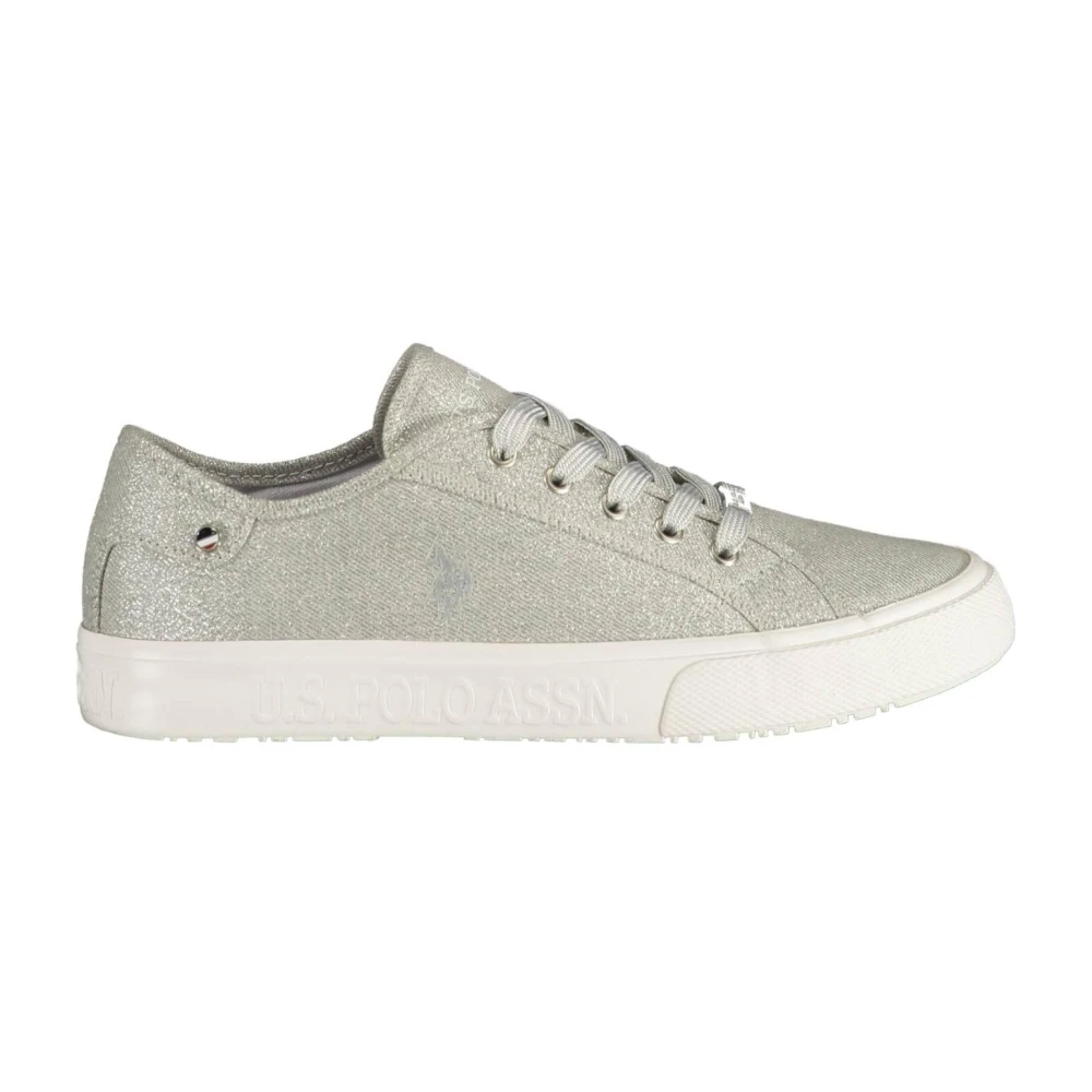 U.s. Polo Assn. Women's Gray Sneakers, 2 Uk, Silver Trainers With Laces