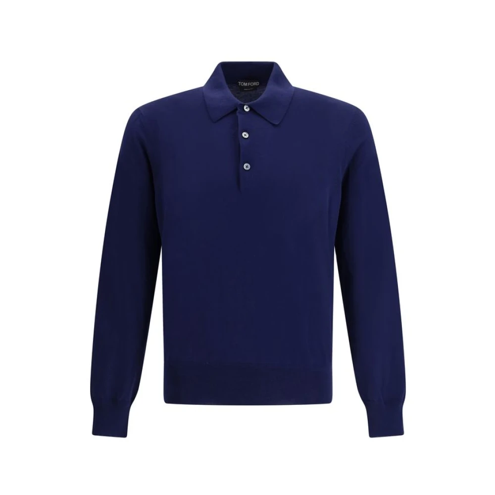 Tom Ford Men's Blue Long-Sleeved Polo