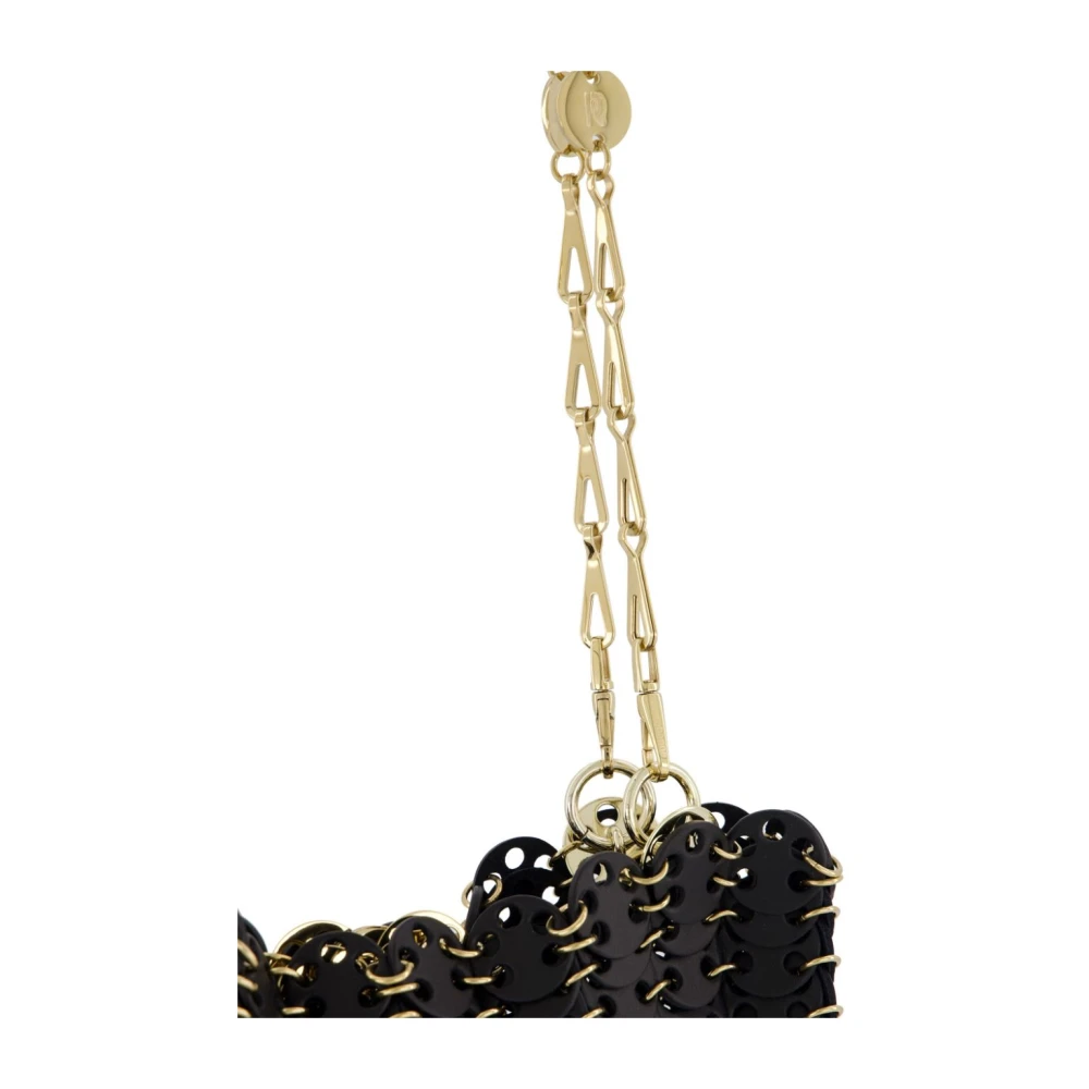 Paco Rabanne Zwarte leren schoudertas met gouden detail Black Dames