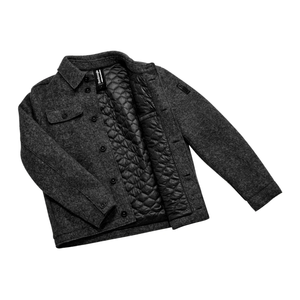 BomBoogie Wollen Shirtjas met Gewatteerde Voering Black Heren