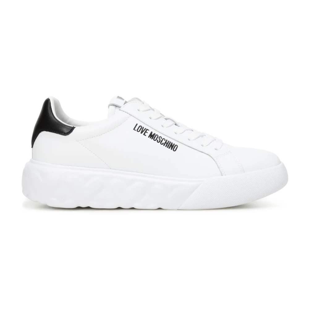 Love Moschino Sneakers i kalvskinn med kontrasterande häl White, Dam