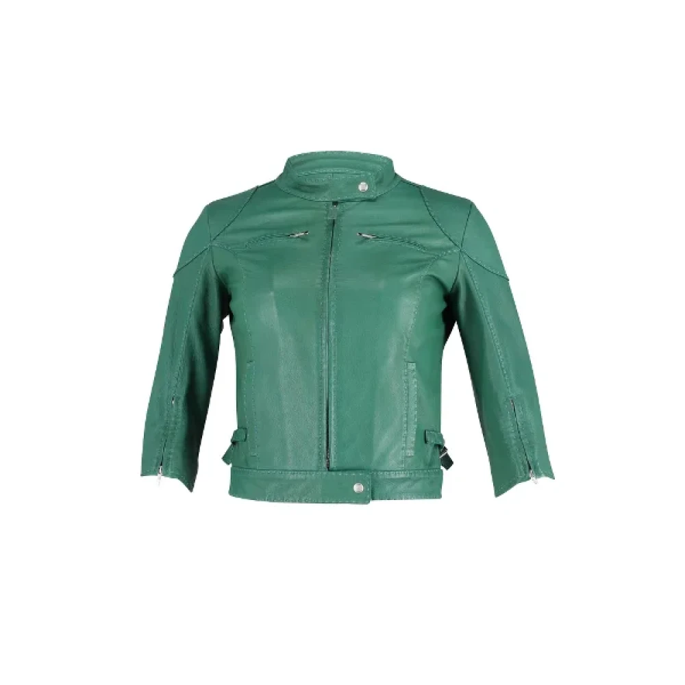 Fendi Vintage Pre-owned Leather outerwear Green Dames