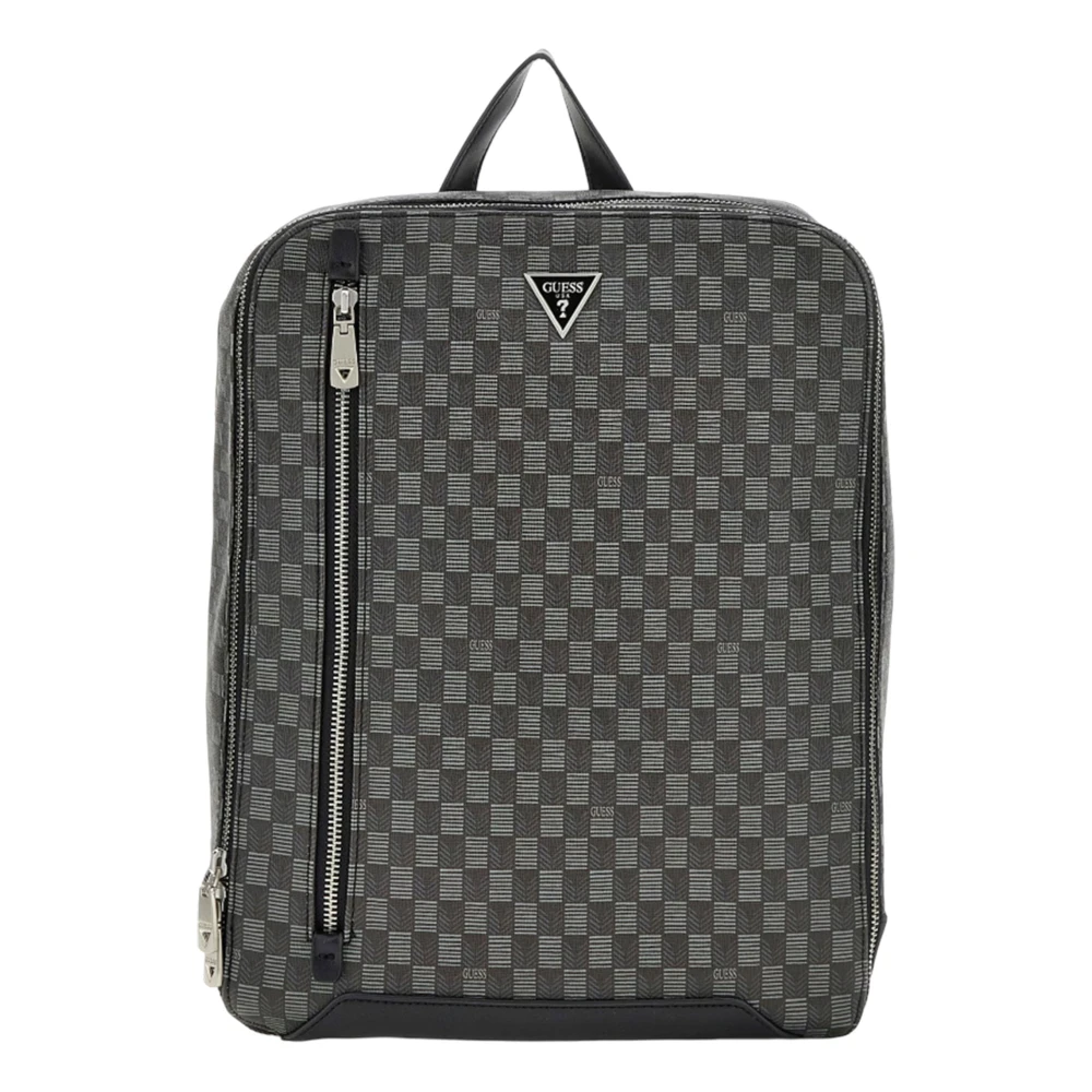 Guess Rugzak met geometrische print en zilveren hardware Black Heren