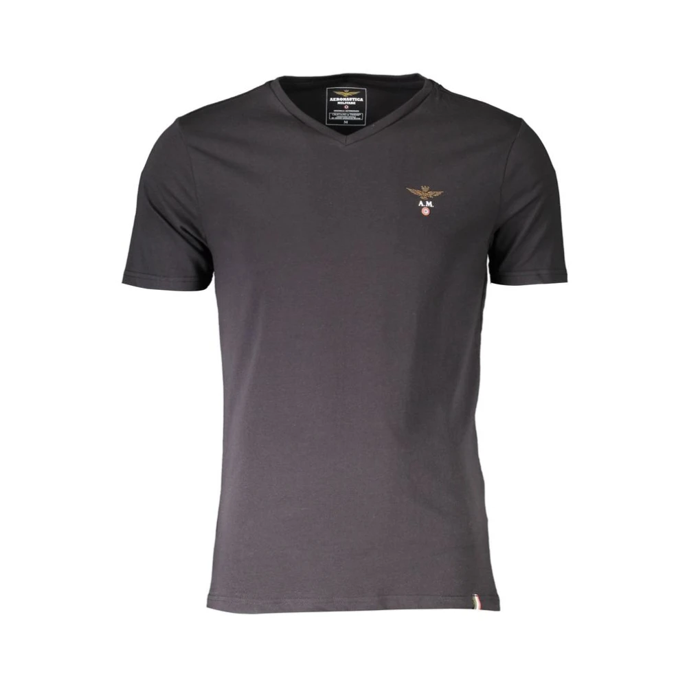 Aeronautica Militare Men's Black Cotton Logo T-Shirt - T-Shirts - M - Tops