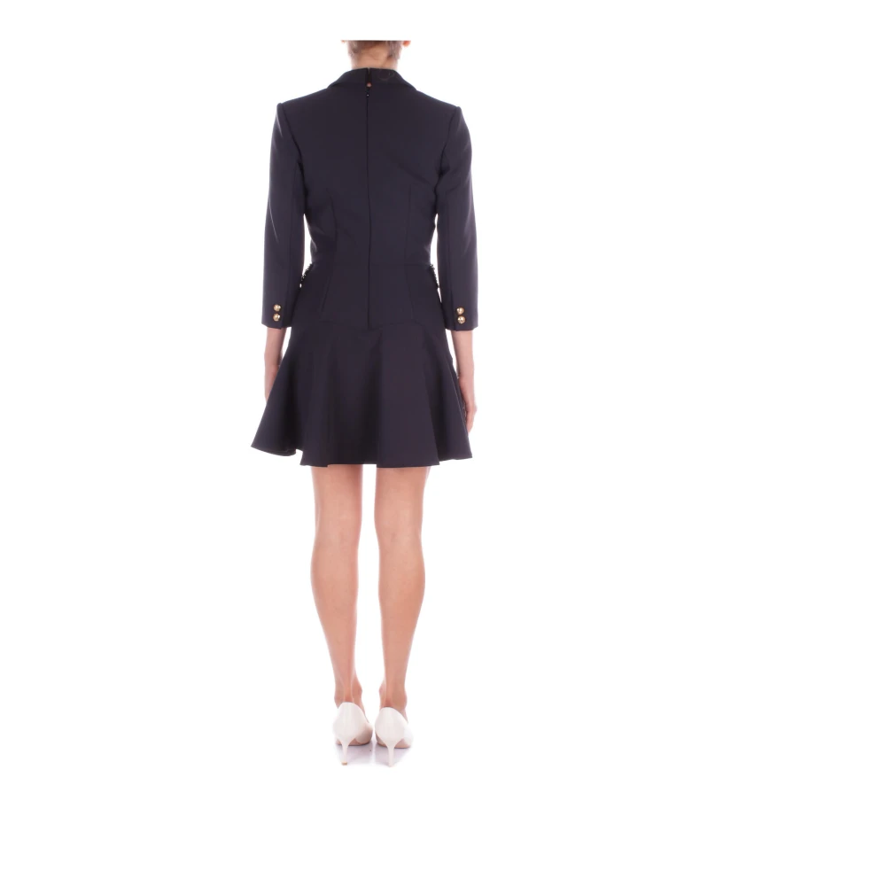 Elisabetta Franchi Zwarte Jurk met Logo Knopen Black Dames
