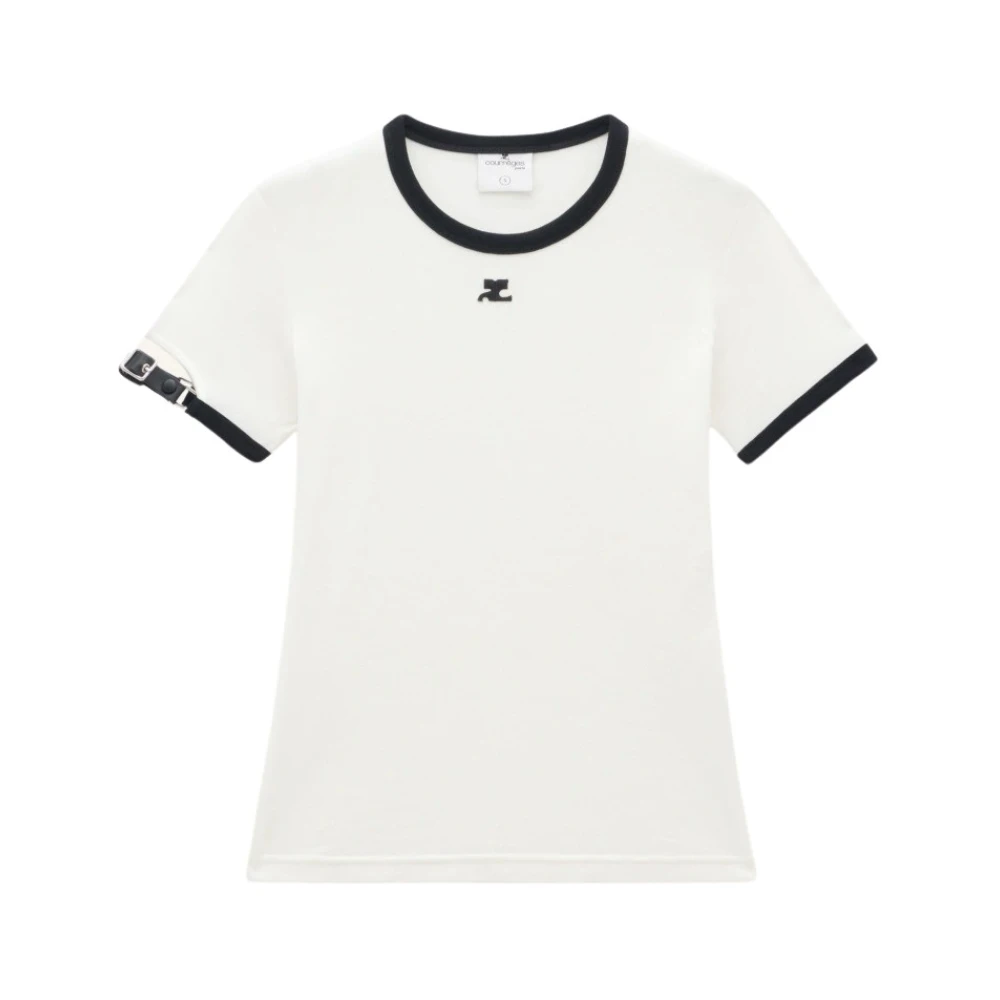 Courrèges Witte Gesp Contrast T-shirt White Dames