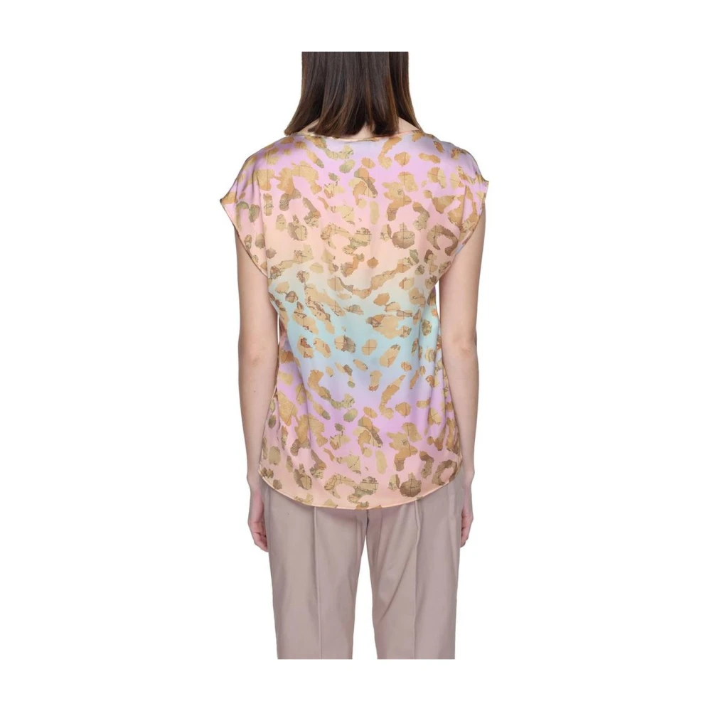 Alviero Martini 1a Classe Beige Polyester Blouse met Korte Mouwen Beige Dames