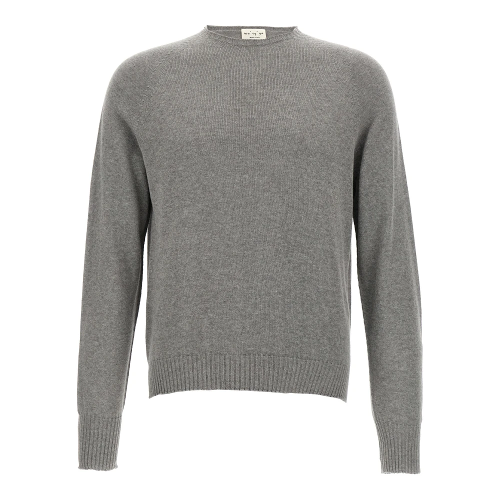 Ma'ry'ya Men's Gray Cashmere Cotton Jumper - Round-Neck Knitwear - S - Knitwear