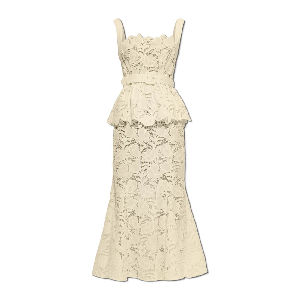 Self-Portrait Women's Yellow Peplum Midi Lace Dress - Image 2