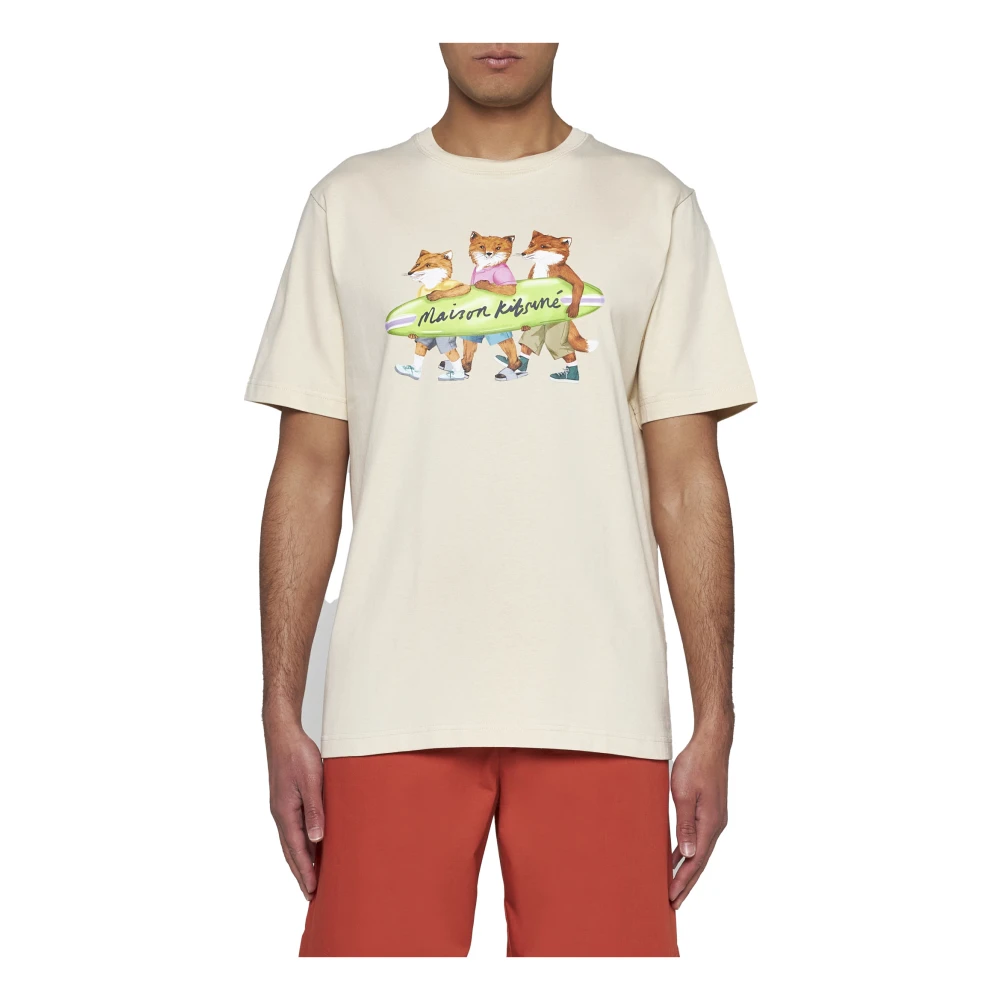 Maison Kitsuné Stijlvolle T-shirts en Polos Beige Heren