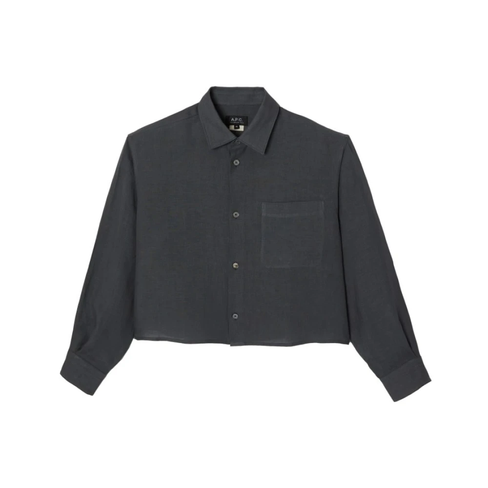 A.p.c. Donna Grigio Camicia Vintage In Lino Oversize
