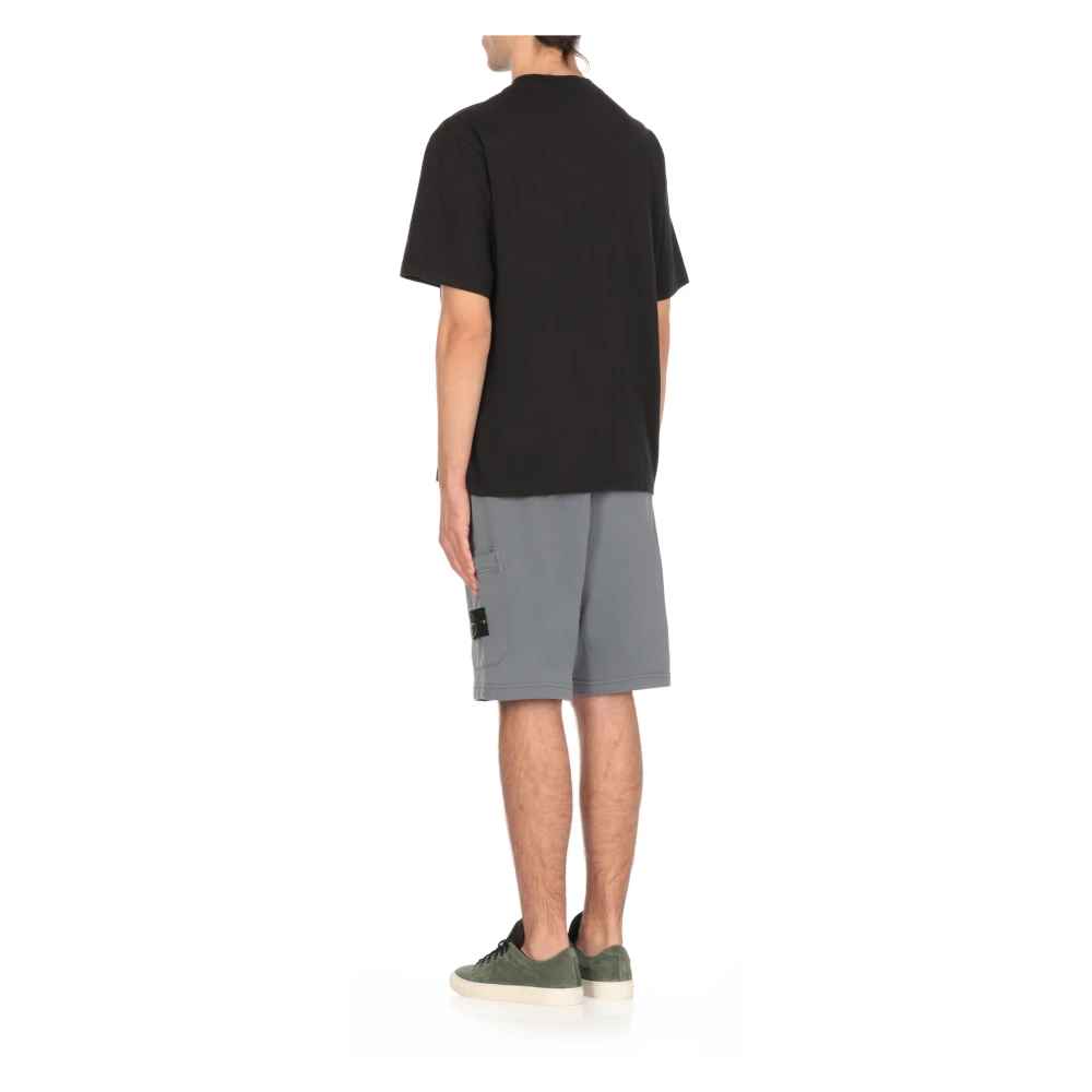 Stone Island Zwarte Katoenen T-shirt met Logopatch Black Heren