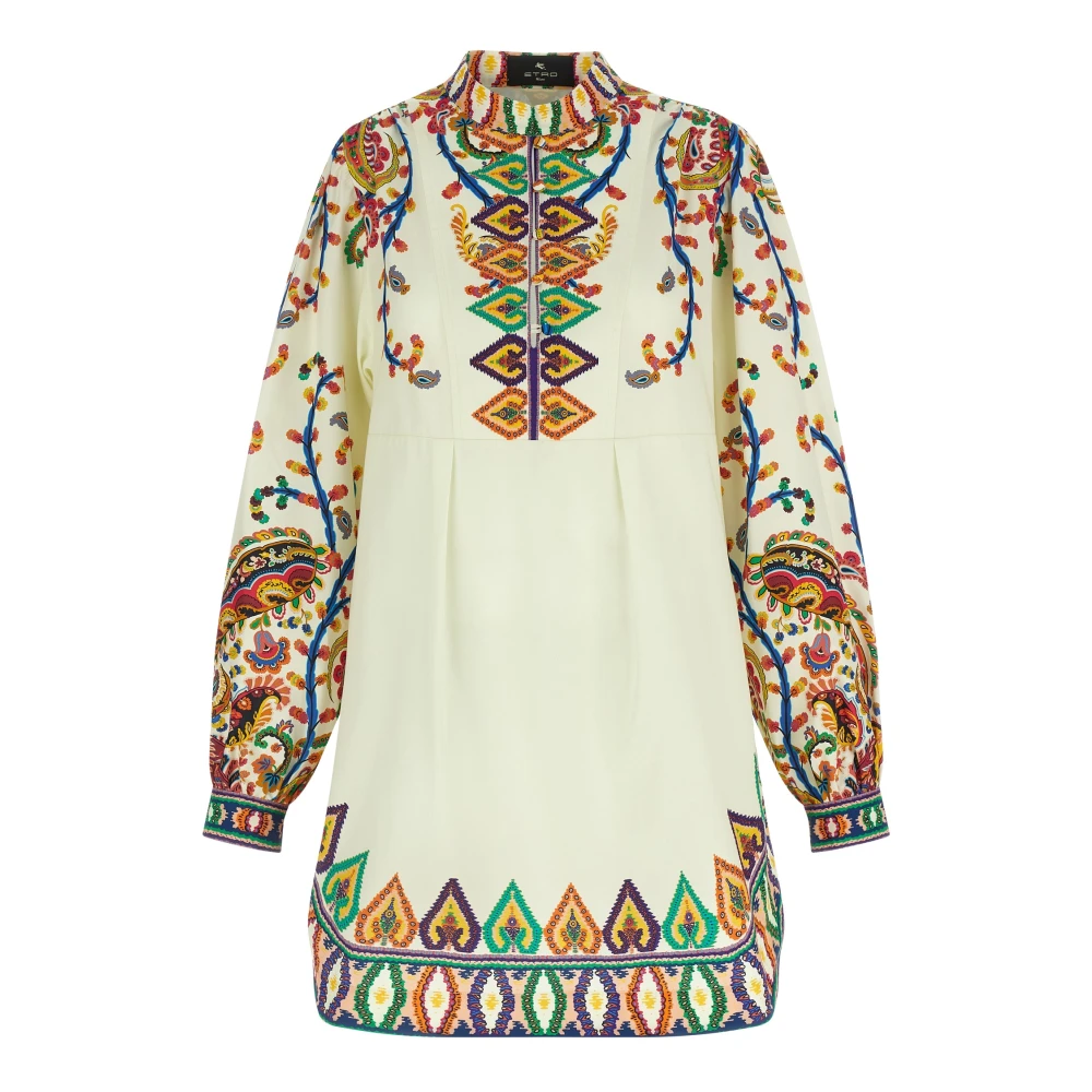 Etro Multicolor Tunics, Female, S, Paisley Cotton Poplin Mini Dress