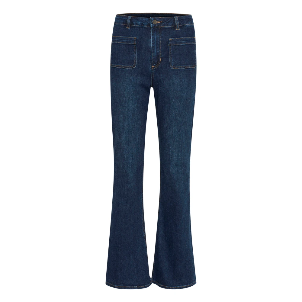 Kaffe Flared Jeans Donkerblauw Denim Blue Dames