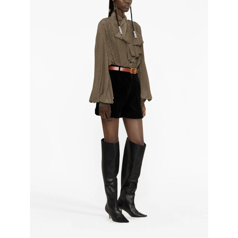 Balmain Zijden Shirt met Bow Green Dames