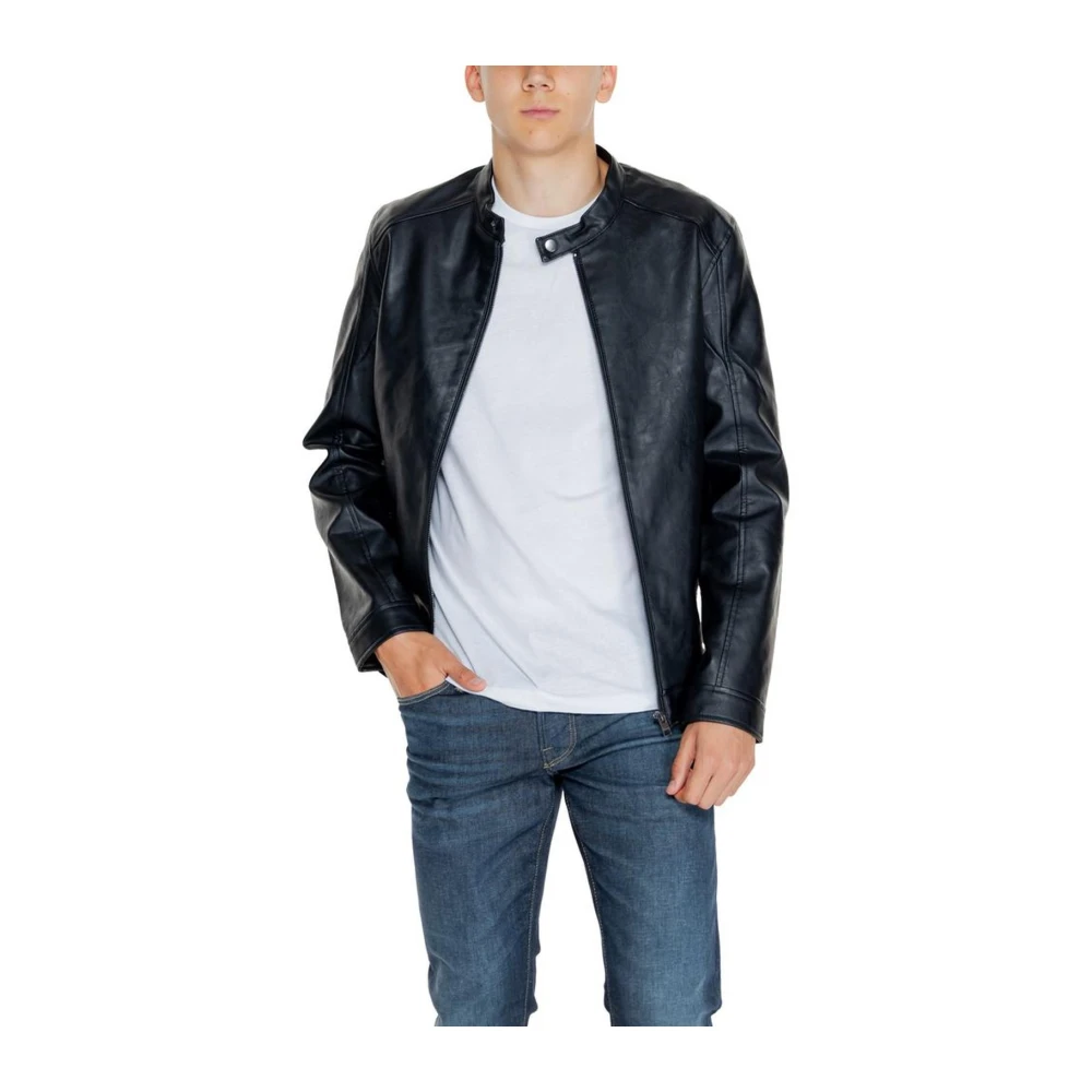 jack & jones Klassieke Polyesterjas voor Mannen Black Heren