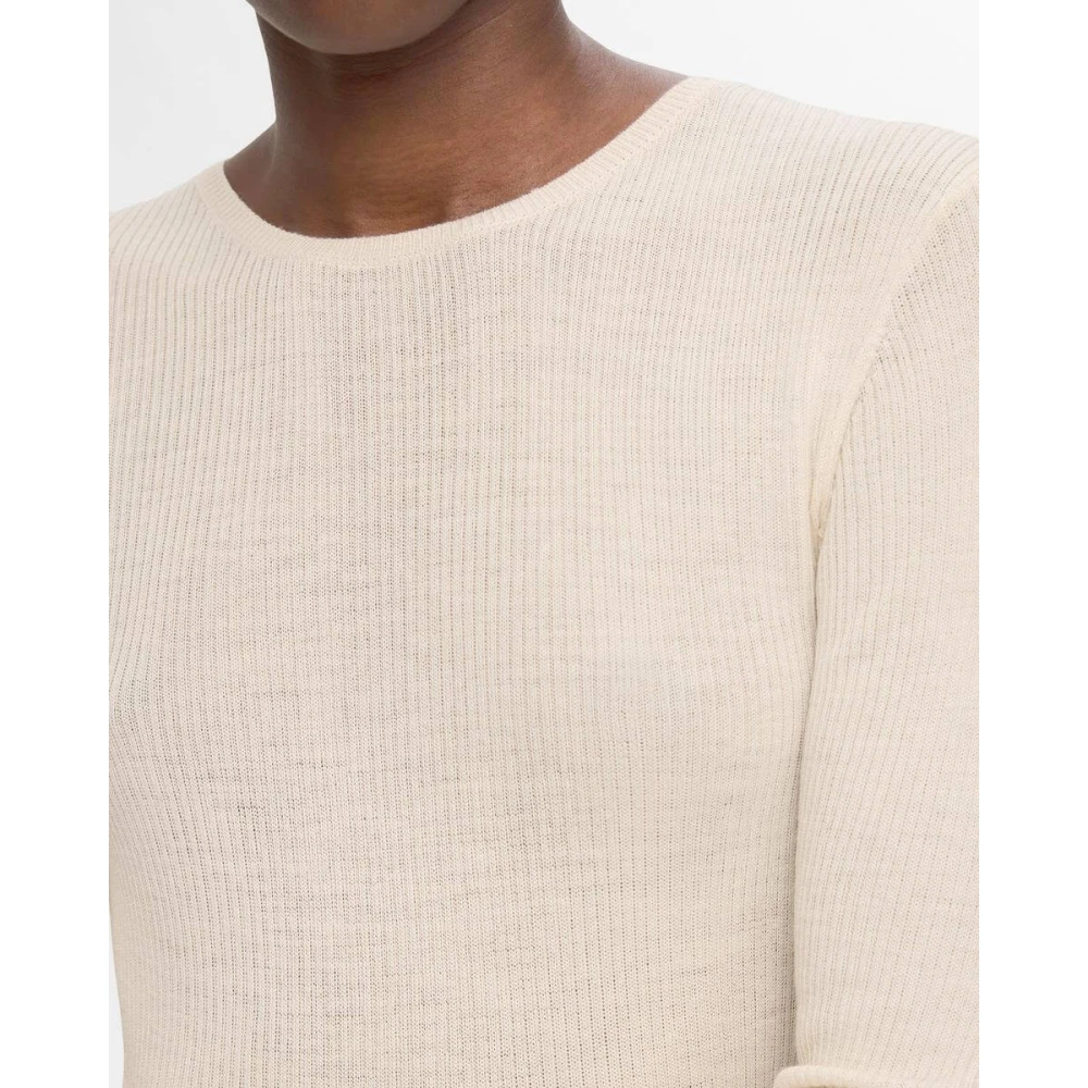 Selected Femme Gebreide O-Neck Pullover Beige Dames