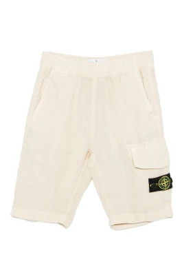 Diagonal Linen Bermuda Shorts