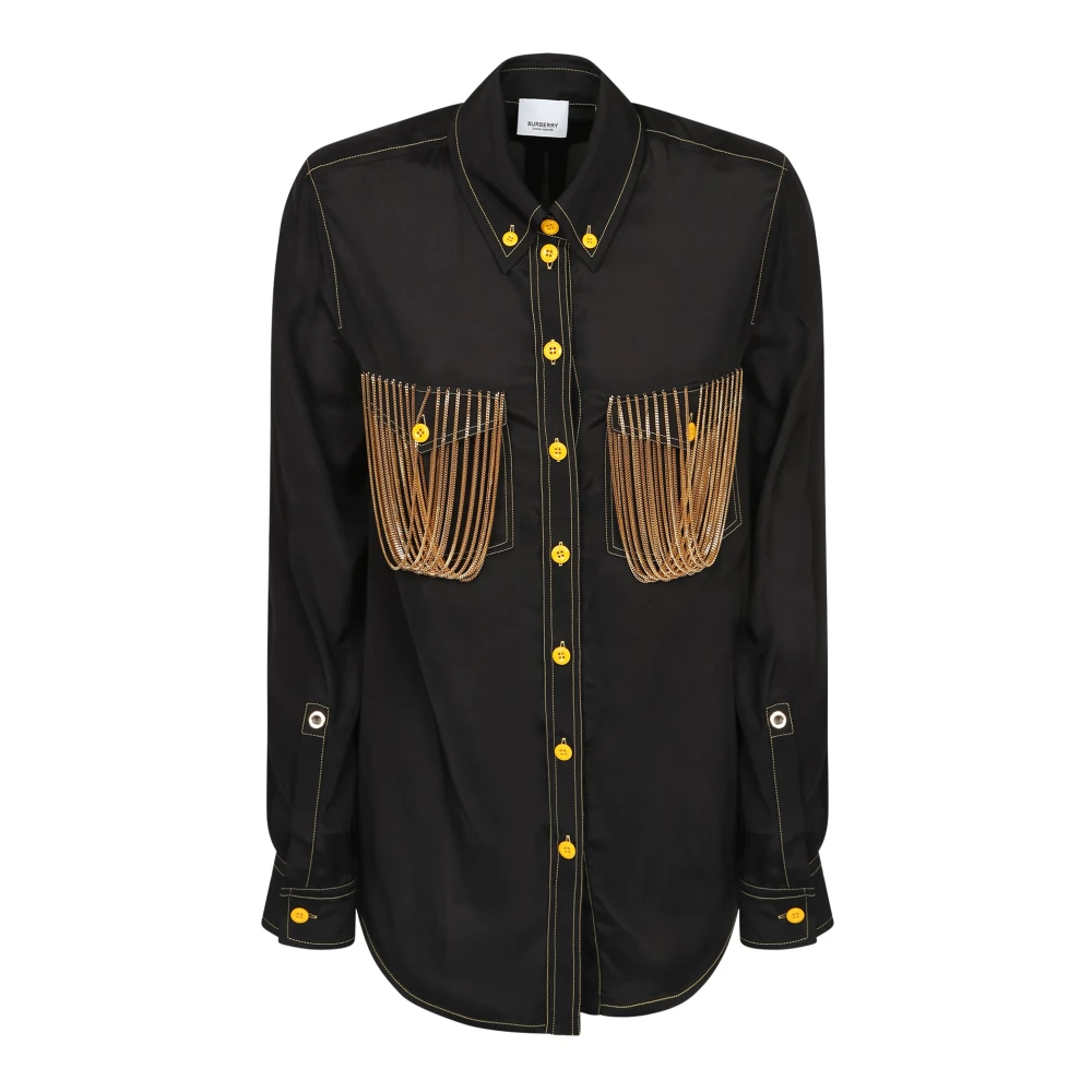 Burberry Chain-detail Skjorta med DG Spänne Black, Dam
