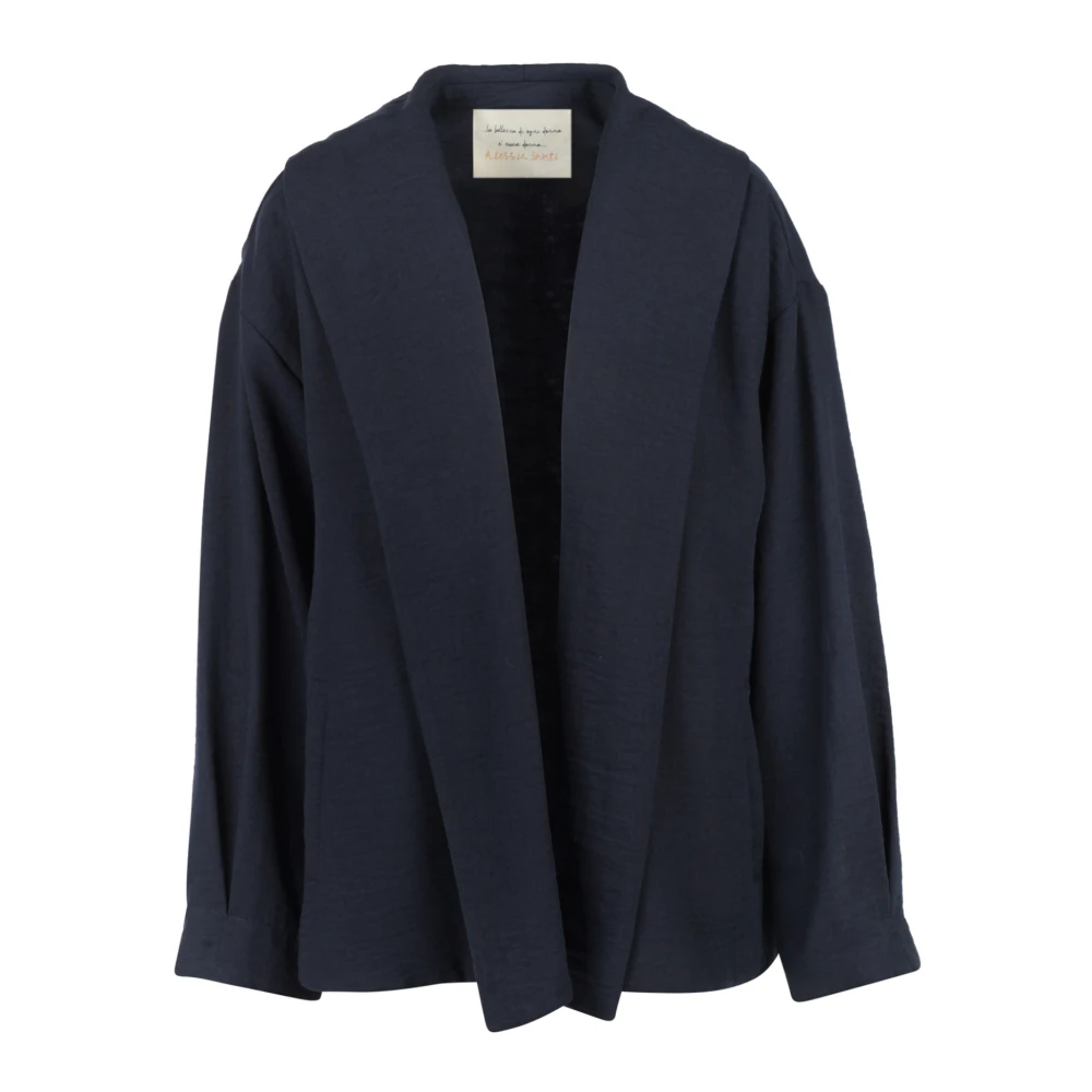 Alessia Santi Twill Jas met Shawl Kraag Blue Dames