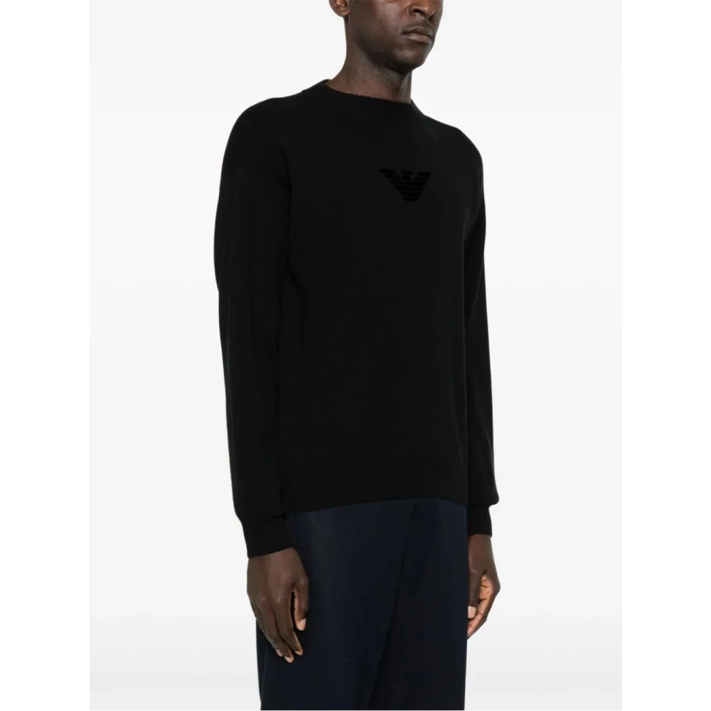 Emporio Armani Zwarte Gebreide Trui Aw24 Black Heren