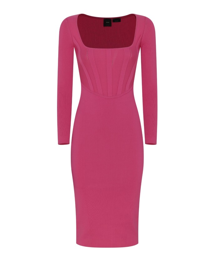 robe-midi-fuchsia-a-encolure-carree
