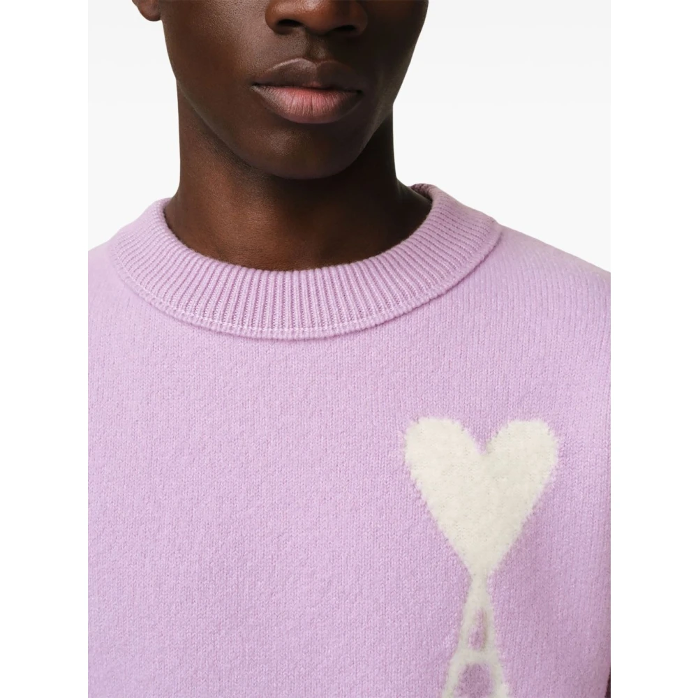 Ami Paris Hart Logo Lila Trui Pink Heren
