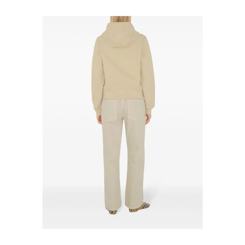 Burberry Beige Logo Zak Rits Hoodie Beige Dames