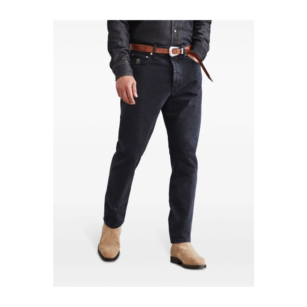 BRUNELLO CUCINELLI Slim Fit Donkergrijze Broek Black Heren